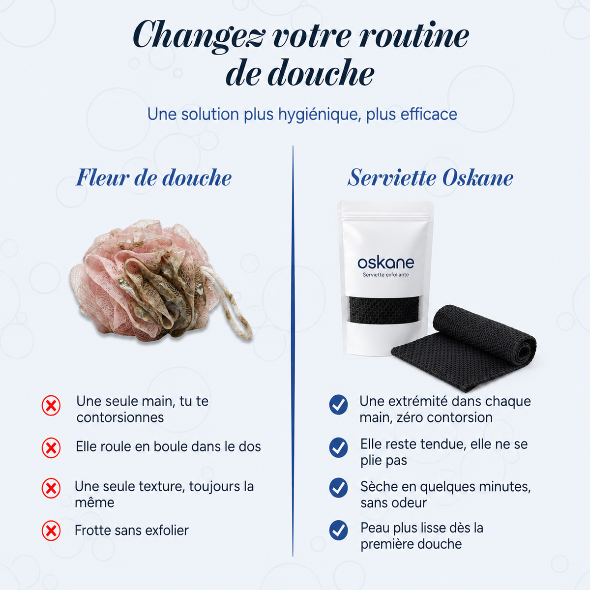 Serviette de douche exfoliante Oskane