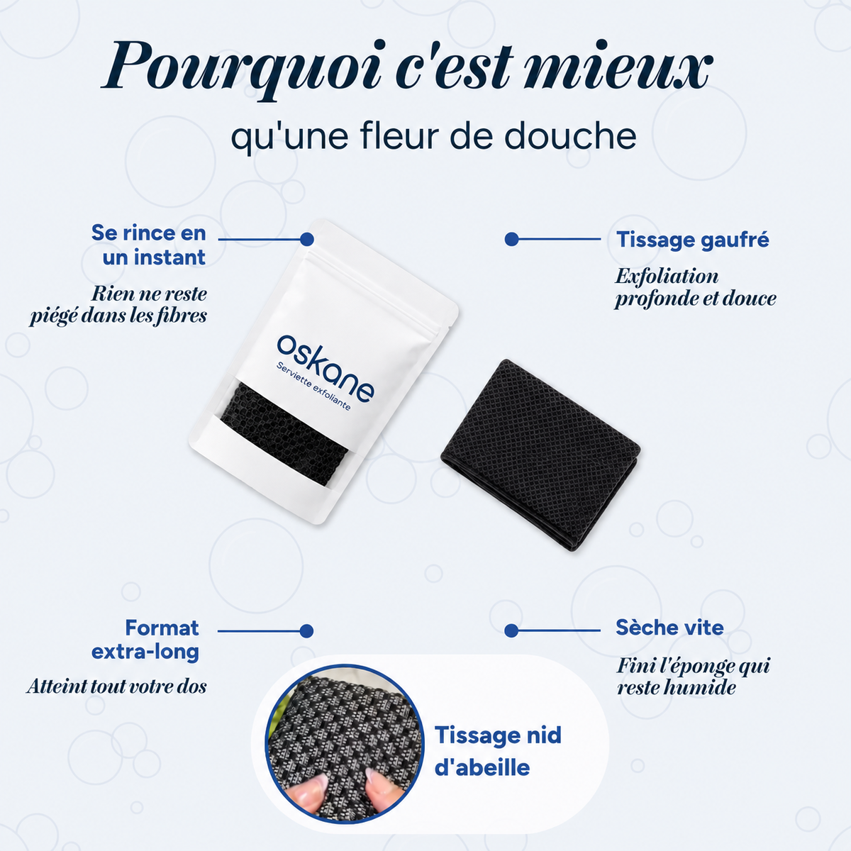 Serviette de douche exfoliante Oskane