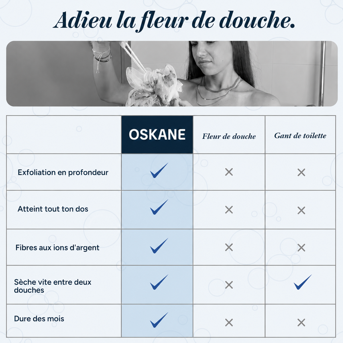 Serviette de douche exfoliante Oskane